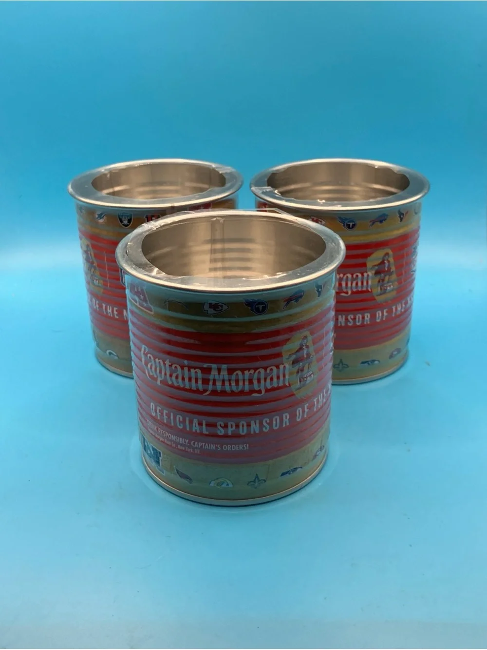 Captain Morgan 8oz Cocktail Rocks Glasses (Set of 3 Official NFL Sponsor New!